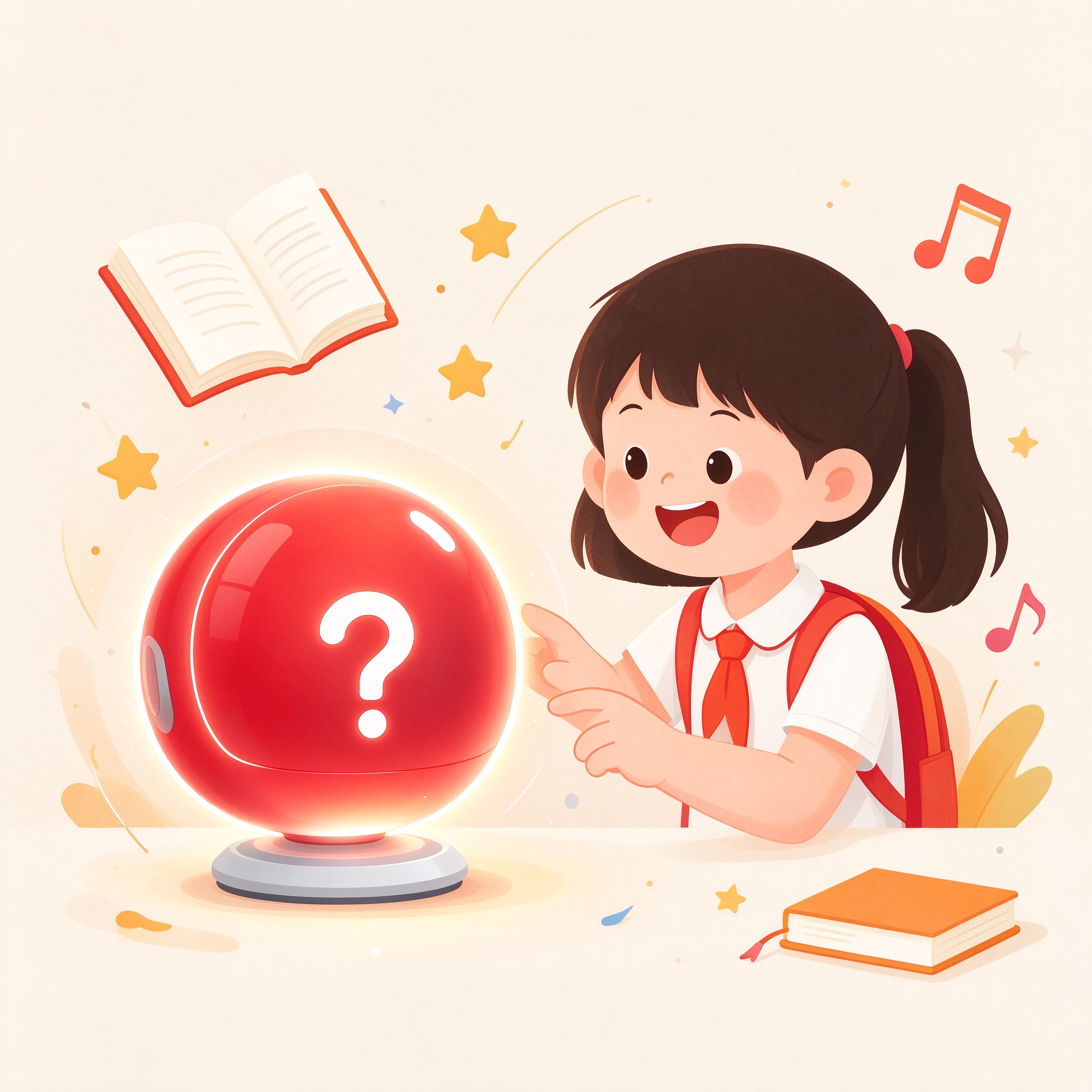 孩子与 AI 助手互动插画